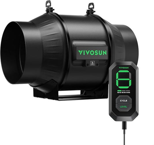 VIVOSUN T6 6" Inline Fan &Speed Controller, AeroZesh Ventilation Fan with 408 CFM EC Motor for Moisture Prevention during Snowstorm, Ideal for Winter Ventilation, Maintain Airflow During Snowy Day