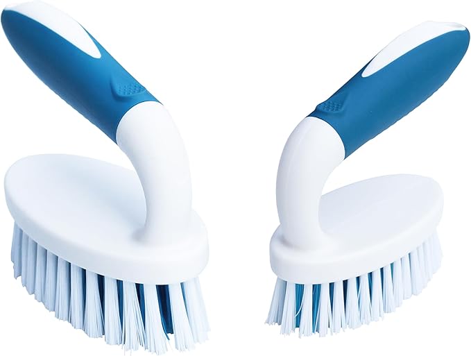 PHYEX Scrub Brush, 2 Size Household Cleaning Brushes with Stiff Bristles, Scrubbing Brush for Carpet, Shower, Bathtub, Kitchen, Pool Tile, Bathroom Scrubber