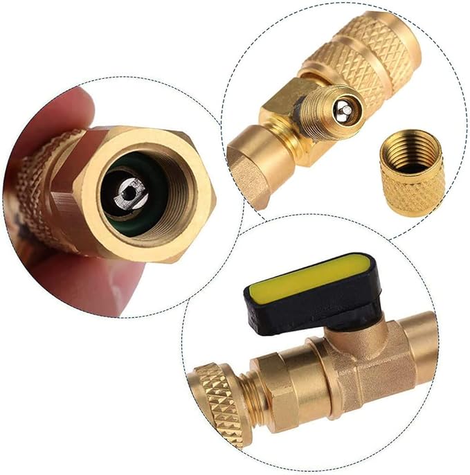 HVAC Valve Core Remover Installer with Dual Size SAE 1/4 & 5/16 Port Air Conditioning Line Repair Tools for R22 R410A