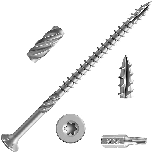 #10 * 3-1/2" 304 Stainless Steel Deck Screws, (65pcs) 1 lbs.Exterior Wood Screws, Rust Resistant Epoxy Coated, Bronze, T20 Star Bit