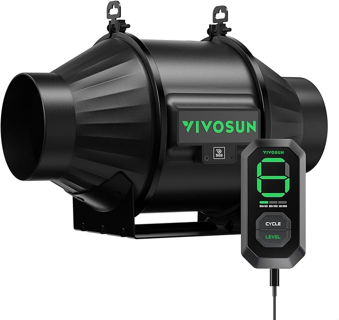 VIVOSUN T4 4" Inline Fan &Speed Controller, AeroZesh Ventilation Fan with 210 CFM EC Motor for Moisture Prevention during Snowstorm, Ideal for Winter Ventilation, Maintain Airflow During Snowy Day