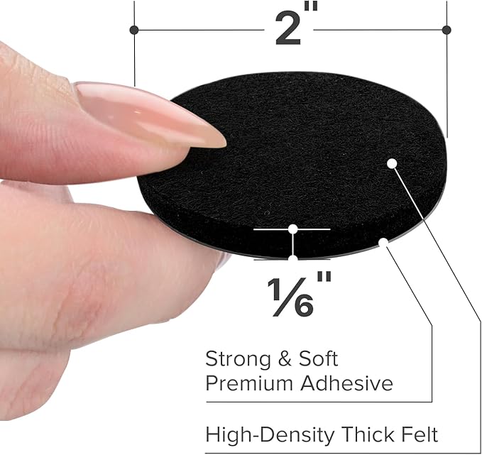 X-Protector Felt Furniture Pads - 24 Pcs 2" - Round Felt Pads for Furniture Feet - Protect Hardwood Floors! (Black)