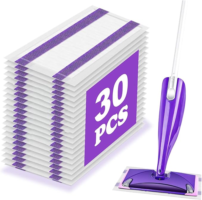 Mop Pad Refill Compatible with Swiffer WetJet Spray Mop, Wet Jet Mopping Pads for All Purpose Multi Surface Hardwood Floor Cleaning, 4 Layers Thickened and Super Absorbent, 30 Count.