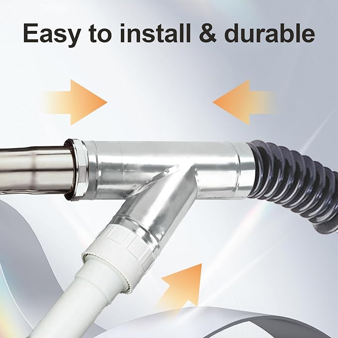 4 Inch Duct Splitter, 3 Way Duct Hose Connector 45 Degree Y Shaped Exhaust Fan Dryer Vent Hose Metal Bathroom Ventilation Vent Duct Splitter Tool (Silver)