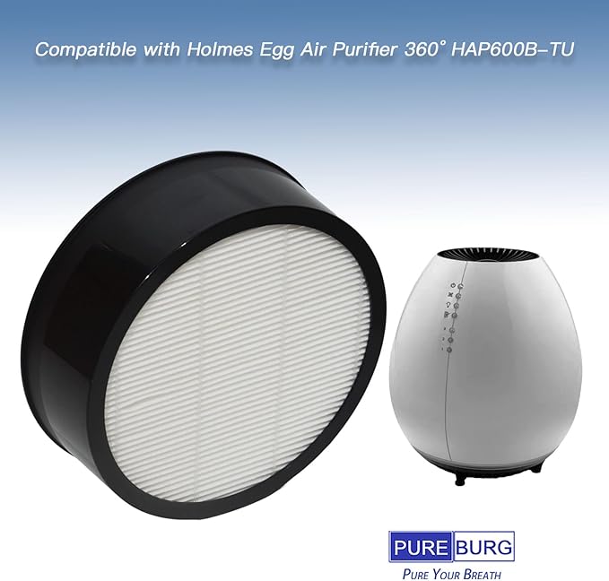 PUREBURG Replacement Filter Compatible with Holmes Egg Air Purifier 360° HAP600B-TU, 4-Pack H13 HEPA For Air Clean Dust