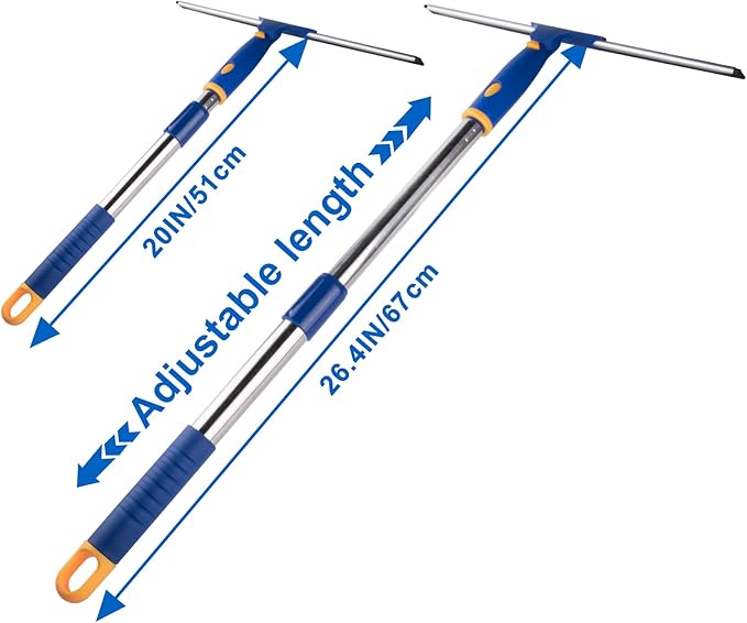 ITTAR 14 inch Multi-Purpose Shower Squeegee for Glass Doors, Swivel Window Squeegee with 1 Refill Rubber Blade, Extendable Bathroom Cleaner Tool for Shower Door Window Mirror Wall Car Windshield