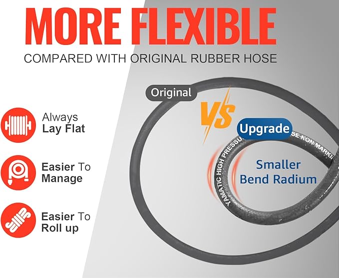 YAMATIC Non Marking 3/8" Pressure Washer Hose 100FT 4200 PSI, Kink Resistant Swivel 3/8" Quick Connect, Rubber Steel Braided Wear Resistant Industry Grade for Hot/Cold Water Gas Power Washer