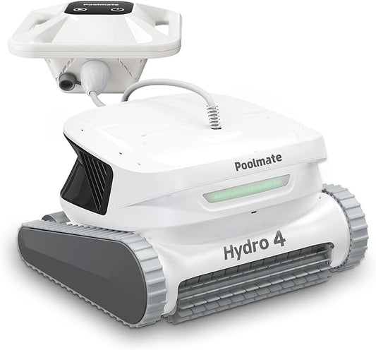 Hydro4 Cordless Robotic Pool Cleaner, Automatic Pool Vacuum for Inground and Above Ground Pools, Lasts 200 Mins, Floor/Wall/Waterline Cleaning, Dual Inlet, Waterline Technology, Self-Parking [Grey]