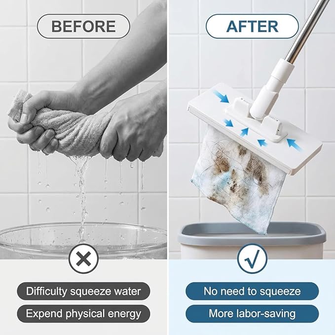 2026 Upgraded Snap Grip Mini Mop, Zero Touch Cloth Changing Mop with Automatic Push Pull Handle,360 Rotating Lazy Mops Wet Dry for Whole House Cleaning,Retractable Gap Dust Cleaner Flat Mops(5 Cloths)