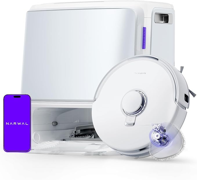 NARWAL Freo Z10 Robot Vacuum and Mop Combo, Tangle Free Robot Mop, 15,000Pa Suction, Adapts to Hard-to-Reach Areas, Self-Emptying, Mop Washing & Drying, Obstacle Avoidance, for Pet Hair & Hard Floor