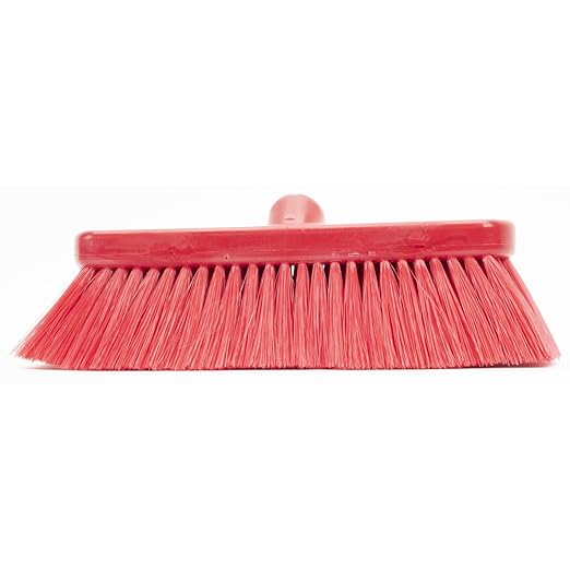 SPARTA 41278EC05 Flo-Thru Plastic Wall Scrub Brush, Equipment Brush With Soft Nylex Bristles For Industrial Kitchens, Hospitals, Commercial Cleaning, 4 Inches, Red
