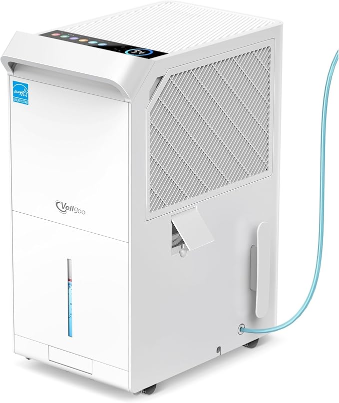 5,000 Sq.Ft Most Efficient Energy Star 2024 Dehumidifier with Pump,Vellgoo Max 120 Pint/D Compressor Dehumidifier for Basement with Drain Hose, Smart Humidity Control