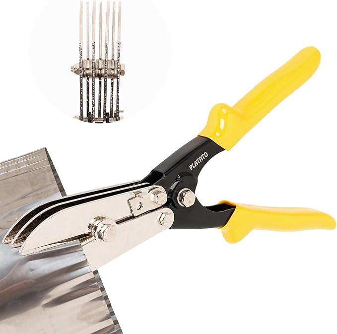 7-Blade Duct Crimping Tool Sheet Metal Crimper for 24-28 Gauge Duct Work Gutter Downspout and Stove Pipe HVAC Tools Upgraded Version