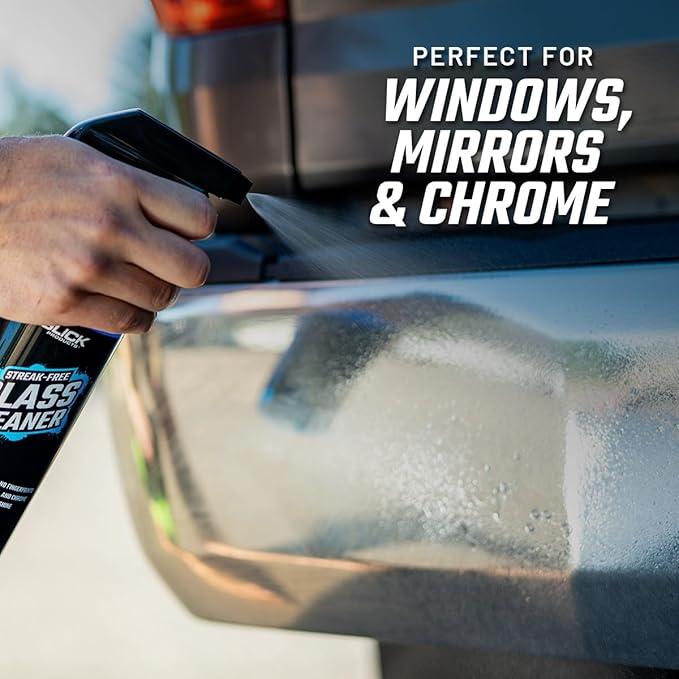 Slick Products Streak-Free Glass Cleaner – Ammonia-Free Window, Mirror, Chrome & Tint Cleaner – Removes Dirt, Smudges & Fingerprints – Ready-to-Use – 32 oz.
