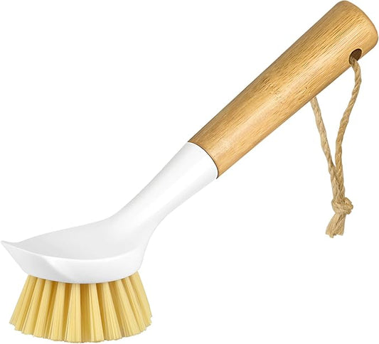 Dish Brush with Handle,Kitchen Scrub Brushes for Cleaning, Dish Scrubber with Stiff Bristles for Sink, Pots, Pans, 1 Pack