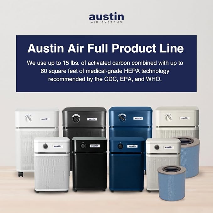 Austin Air HealthMate Plus Standard Air Purifier Midnight Blue - Advanced 4- Stage Filtration Air Purifiers For Home with Activated Carbon & Zeolite - Ideal as Air Purifiers for Bedroom Model B450