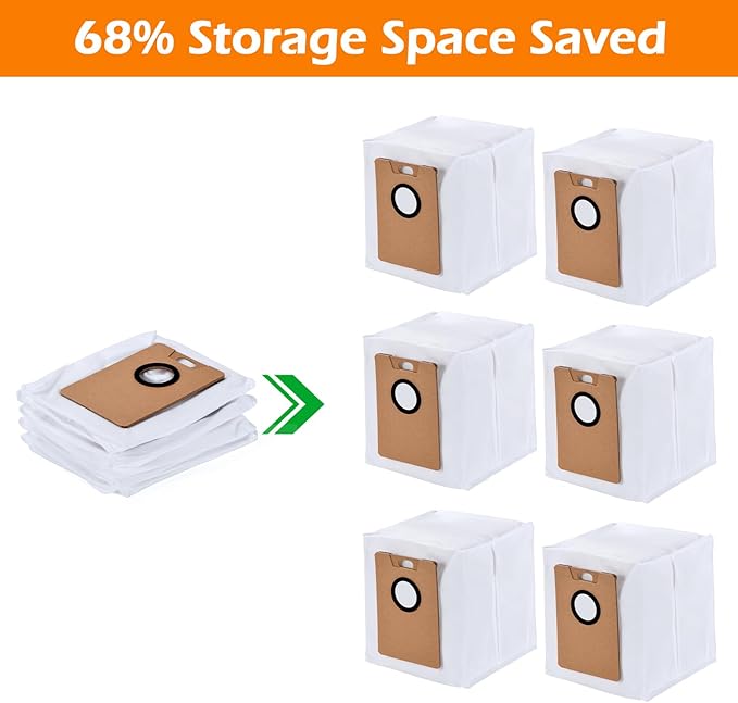 6 Pack Replacement Dust Bags for Tapo RV30 Max Plus/RV20 Max Plus Robot Vacuum - Compatible Vacuum Bags for Robotic Cleaner Accessories, Canister & Upright Vacuums