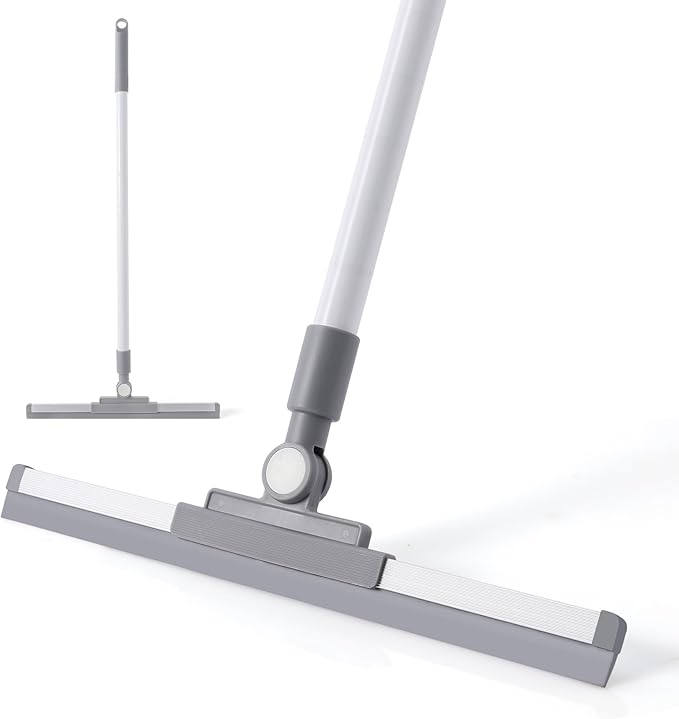 Yocada Rubber Floor Squeegee Broom TPR Blade Adjustable Scrubber Squeegee Household Broom for Shower Bathroom Kitchen Home Tile Pet Hair Fur Floor Marble Glass Window Water Foam Cleaning 53.15"