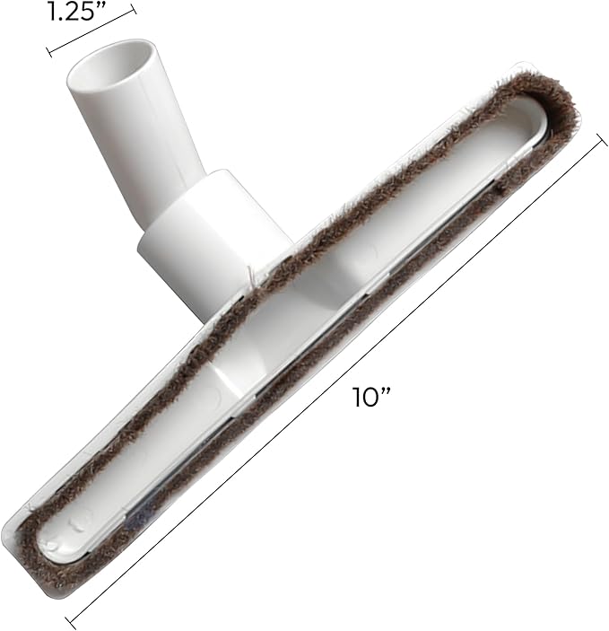 Hardwood Universal Vacuum Cleaner Floor Brush 1 ¼ inch (1.25'') (32mm) Inner Diameter with Horse Hair Soft Bristles 10” Wide (White - Plastic)