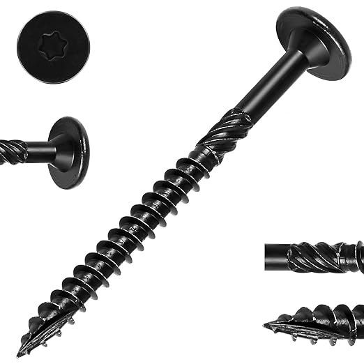 #14 Heavy-Duty Wood Screws, Star Drive Deck Screws, Rust Resistant Timber Screws for Timber/Log/Landscaping Wood (4-1/2 Inch,100Pcs,Black)