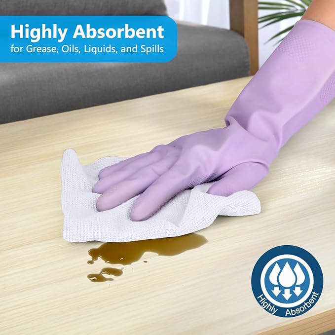 GLIMGLINT White Microfiber Cleaning Cloth, 100 Pack Cleaning Rags, Lint-Free, Ultra Absorbent Reusable Paper Towels for Home, Kitchen, Car, Garage or Shop, Dish Rags, 11" x 9"