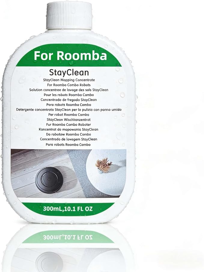 Floor Cleaner Liquid, 1 Bottle, 300ml Fresh Scent, Low Foam Formula, Deep Cleaning, Compatible with Roomba Plus 405/505/Max 705 Cleaning Robot