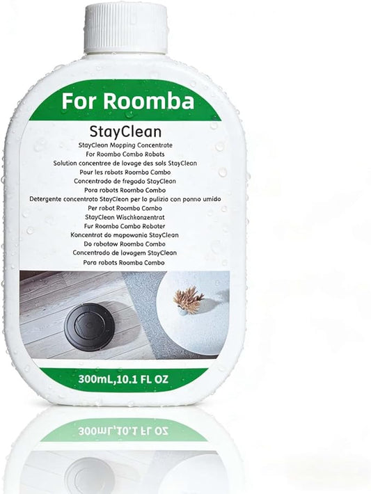 Floor Cleaner Liquid, 1 Bottle, 300ml Fresh Scent, Low Foam Formula, Deep Cleaning, Compatible with Roomba Plus 405/505/Max 705 Cleaning Robot