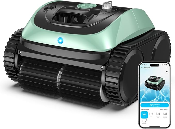 Pool Vacuum for Inground & Above Ground Pools, 4-in-1 Cordless Pool Cleaner, 150 Mins Runtime, APP Control, Triple-Motor & Smart Paths, Wall & Waterline Clean up to 1,614 Sq.ft (Black Green)