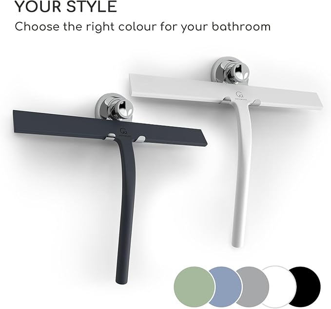 GÜTEWERK Shower Squeegee for Glass Doors, Silicone Window Squeegee, Bathroom and Glass Cleaning - Green - 9 Inch