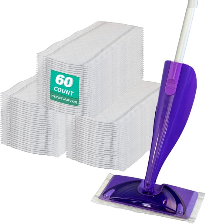 Home Harmony Basics Wet Jet Refill Pads, 60 Count, Compatible with Swiffer WetJet Mop, Disposable Spray Mop Pad Refills, WetJet Replacement Pads, Eco-Friendly (Packaging May Vary)
