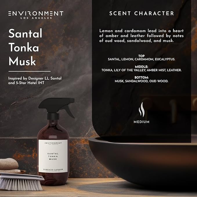 ENVIRONMENT Inspired by 5-Star Resort 1HT Surface Cleaner, 16oz Luxury Surface Cleaner (Santal | Tonka | Musk) Home Essentials, Scented Cleaning Products, Vegan & Cruelty-Free