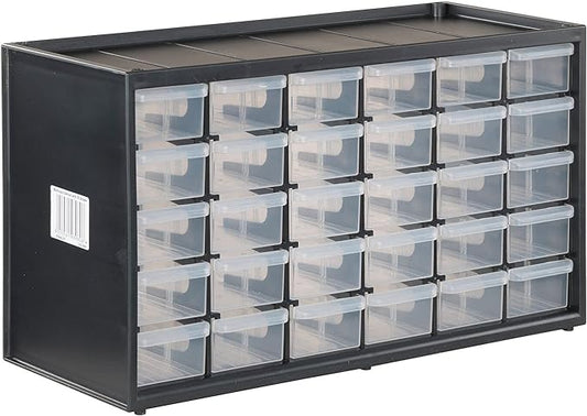 CRAFTSMAN Storage Organizer, 30 Small Drawer Modular Storage System, Easily Stackable (CMST40730), Plastic, Black, White