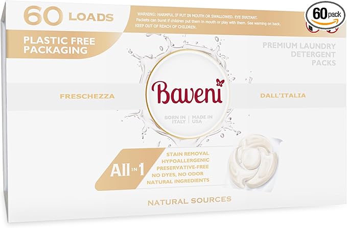 Luxury Laundry Detergent Packs – 60 Loads | Plant-Based, Plastic-Free, SLS-Free, Vegan, HE Compatible | Premium Eco Friendly Detergent, Fragrance-Free for Sensitive Skin | American Made