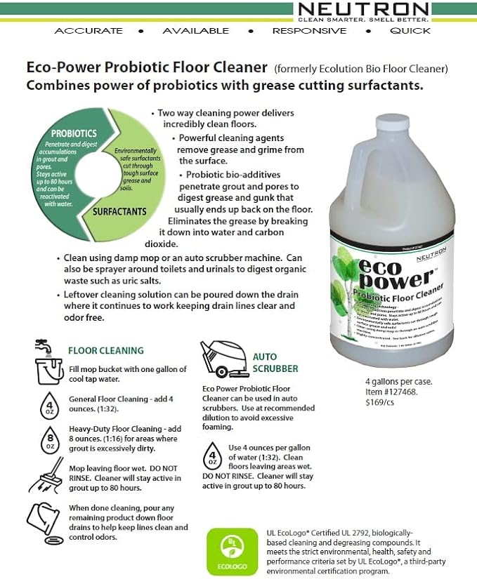 Neutron Industries Eco-Power Floor Cleaner 128oz (1 Gal)