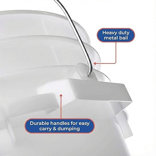 Hudson Exchange 7 Gallon (2 Pack) Large Bucket Pail Container with Easy Peel Lid, Food Grade BPA Free HDPE, Natural