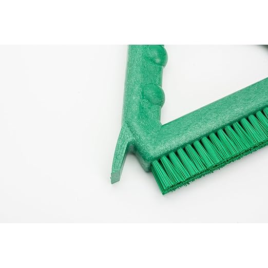SPARTA Plastic Commercial Grout Brush, Triangle-Shaped Scrub Brush with Scraper and Two Threaded Holes for Attaching Handle (Sold Separately), 9 x 7 x 7 Inches, Green