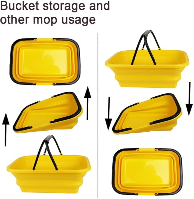 Windshield Car Squeegee and Collapsible Washing Bucket Combo Set, 2 in 1Window Squeegee with Long Handle