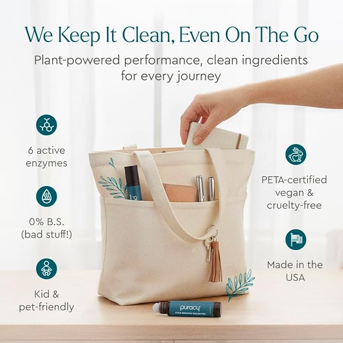 Puracy Stain Remover Pen, Natural Based Travel and Laundry Stain Cleaner for Clothes, Baby Essentials, Kids Stains, Oil and Fabric Spot Cleaner, Unscented (Stain Remover Pen, 0.33 oz, 3 pack)