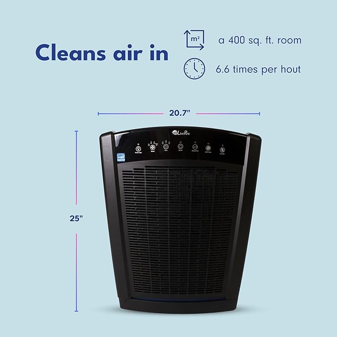 LivePure Bali Series Multi-Room Whole House Large Console Air Purifier, True HEPA Filter Captures Allergens, Smoke, Mold, Pollen, Dust Mites, Slate Black