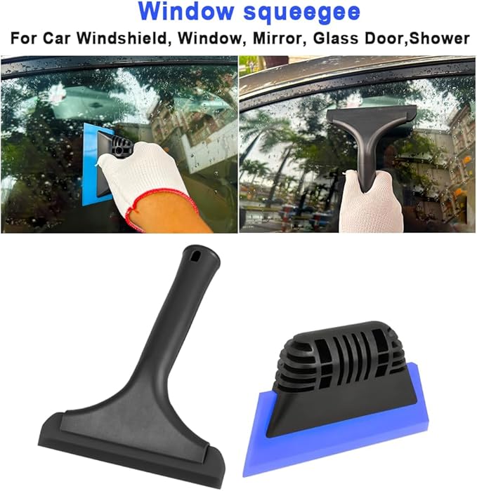 Window Tint Tool All-Purpose 6" Silicone Cleaning Squeegee 5 inch Handy Small Rubber Window Squeegee Auto Water Blade for Car Windshield, Window, Mirror, Glass Door,Shower (Black and Blue)