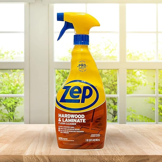 Zep Hardwood and Laminate Floor Cleaner - 32 Oz (Case of 4) - ZUHLF324 - Cleans Spots, Stains, and Scuffs while Restoring Shine on Hardwood, Laminate, Cabinet Doors, Crown Molding, and MORE