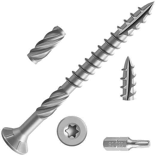 #10 * 2-1/4" 304 Stainless Steel Deck Screws, (194pcs) 2 lbs.Exterior Wood Screws, Rust Resistant epoxy Coated, Bronze, T25 Star Bit