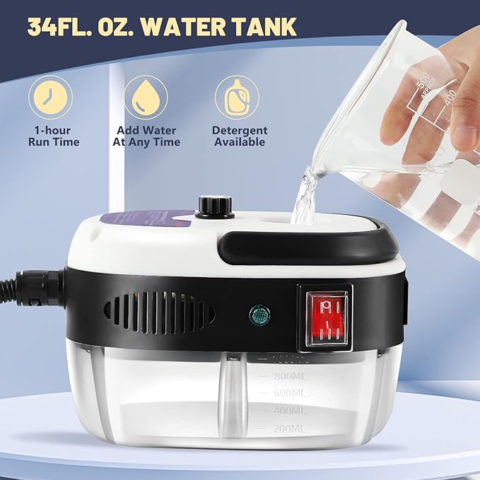 Moongiantgo High Pressure Steam Cleaner, 2500W Portable High Temp Bathroom Power Steamer Cleaning Machine Steam Humidity Adjustable For Home Use Kitchen Grease Car Detailing (110V, White)