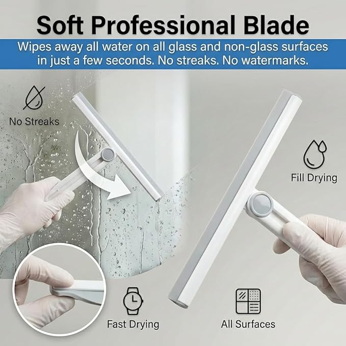 11-Inch All-Purpose Foldable Shower Squeegee with 180° Rotating Head for Shower Glass Door, Tile Walls, Bathroom, Window, Mirror, Car and Kitchen