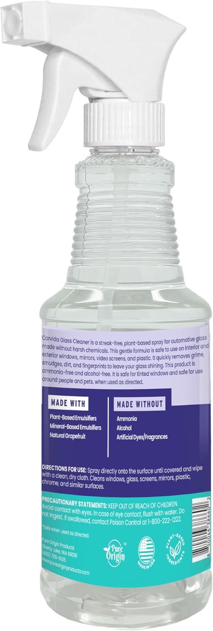 Glass Cleaner, Streak-Free Spray for Automotive Windows and Mirrors, 16oz