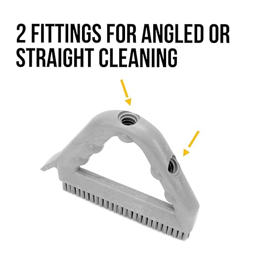 SPARTA Plastic Commercial Grout Brush, Triangle-Shaped Scrub Brush with Scraper and Two Threaded Holes for Attaching Handle (Sold Separately), 9 x 7 x 7 Inches, Brown