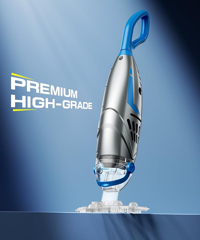 UIRWAY Cordless Pool Vacuum for Above Ground Pools, Upgraded 26.5 GPM Powerful Suction, IPX8 Handheld Rechargeable Pool Cleaner 2 Vacuum Heads & 4 Filter Bags, 1H Runtime, Portable for Inground Pools