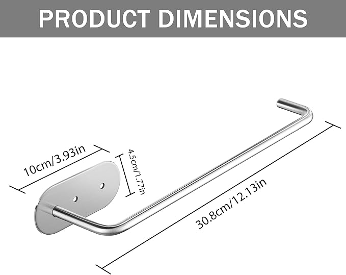 SUNTECH Paper Towel Holder Under Cabinet 2 Packs,12Inch Paper Towel Rack Wall Mount,Self Adhesive or Drilled Paper Towel Holder for Kitchen, Bathroom,Stainless Steel