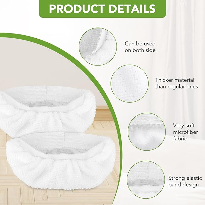 Sgizoku 3+3 Pack Steam Mop Pads Compatible with Waitbird Steam Cleaner STC-EU168-3 Pack Reusable Microfiber Mop Pads + 3 Pack Ironing Cloths Set Replacement (Mop is Not Included)