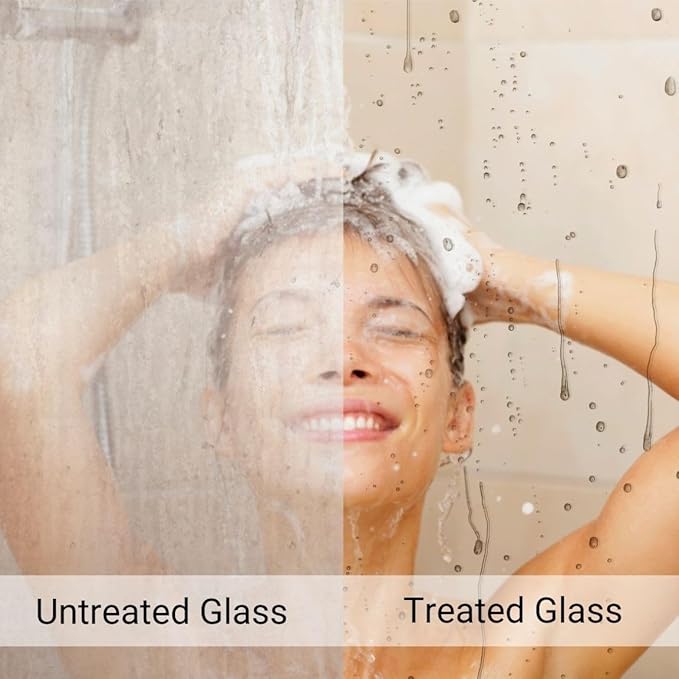 Glass Treatment Kit - Repels Soap Scum, Grime & Dirt without Harsh Chemicals + Approved Professional Grade Squeegee for showers and windows